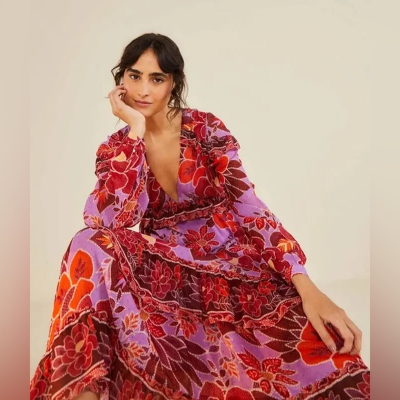 Farm Rio sweet floral maxi dress, Small NWOT - Picture 2 of 7